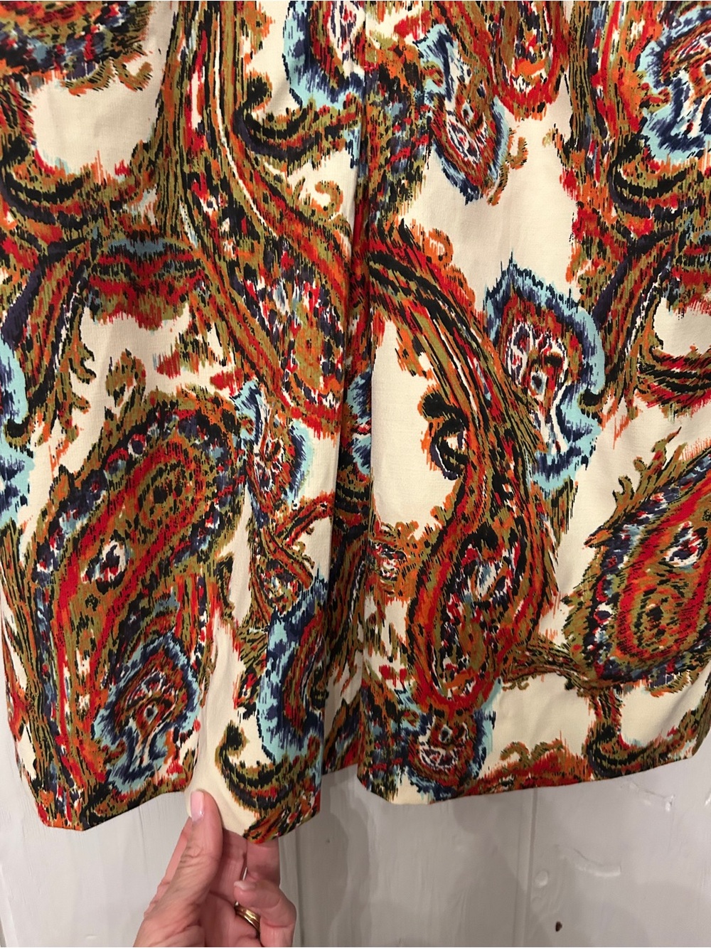 Chico's Women’s Multicolor Paisley Jacket - Orange Lined 3/4 sleeve Chico size 2 - Picture 5 of 7